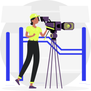 ilustración de chica con cámara de video.